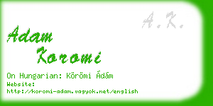 adam koromi business card
